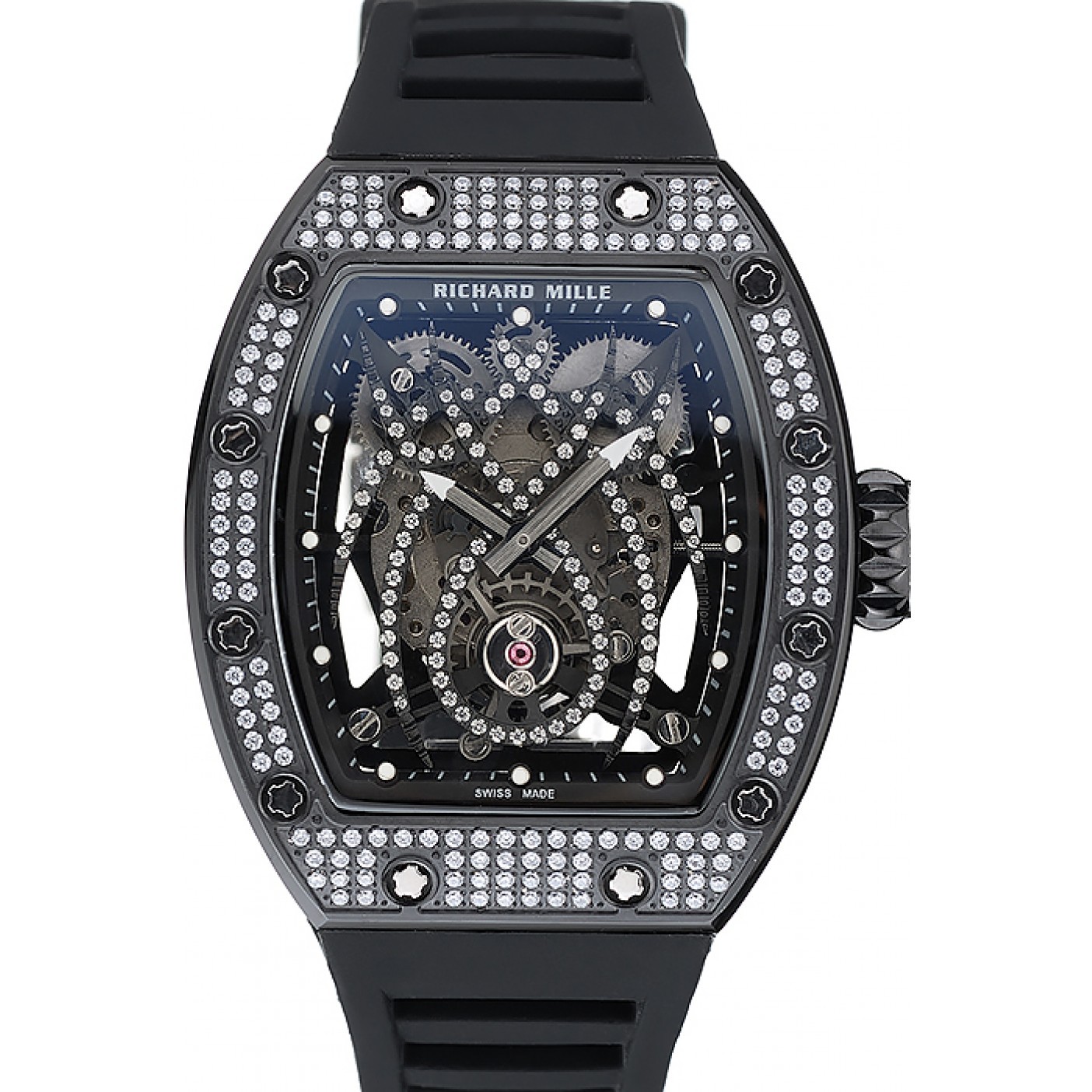 Richard Mille Tourbillion Spider RM 19-01 Black Diamond Case Black Rubber Bracelet 1454259